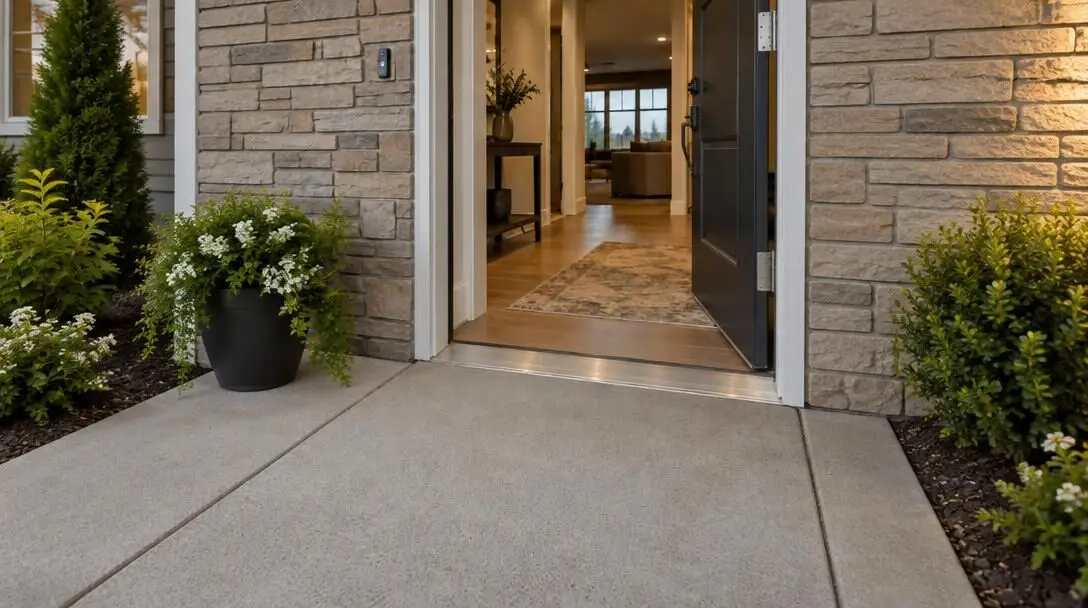 Widened doorways with wheelchair accessible thresholds Widened doorways with wheelchair accessible thresholds